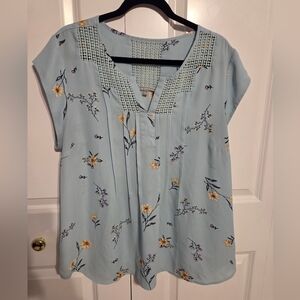 Daniel Rainn Light Blue Floral Blouse